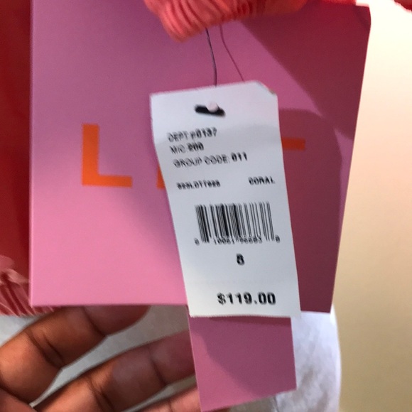 NWT LDT Coral Square Neck Short Puff Sleeve Smocked 97% Cotton Crop Top - Picture 2 of 9